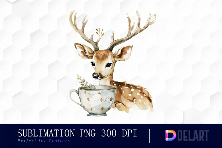 Deer in a Cup Sublimation PNG Clipart