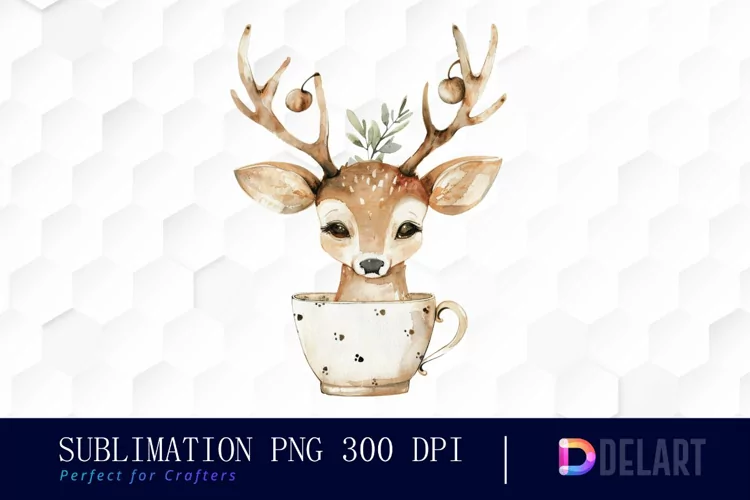 Deer in a Cup Sublimation PNG Clipart