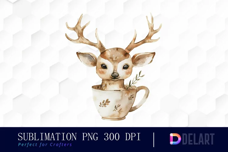 Deer in a Cup Design Clipart