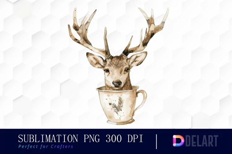 Deer in a Cup Design Clipart