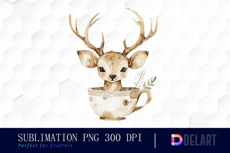 Deer in a Cup Graphics Clipart