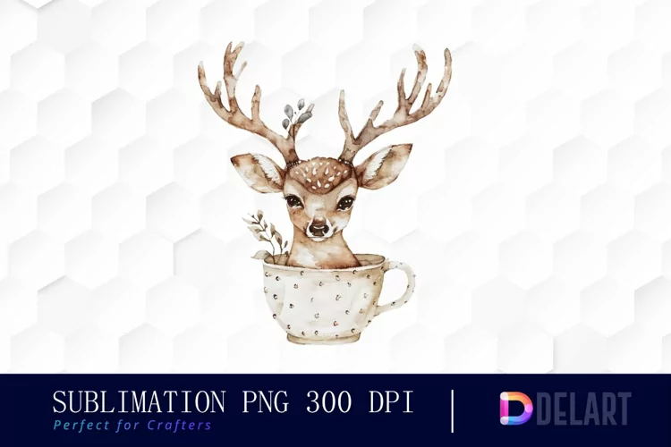 Deer in a Cup Sublimation PNG Clipart