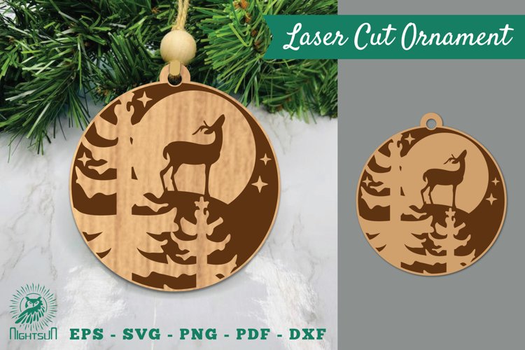 Deer in Forest Laser Cut Ornament SVG 3