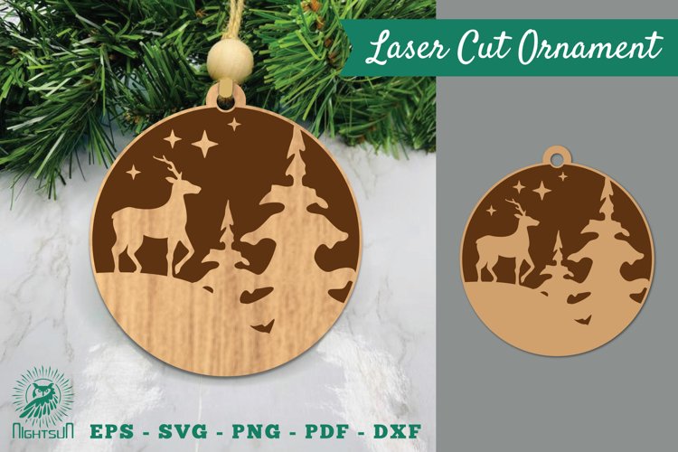 Deer in Forest Laser Cut Ornament SVG 4