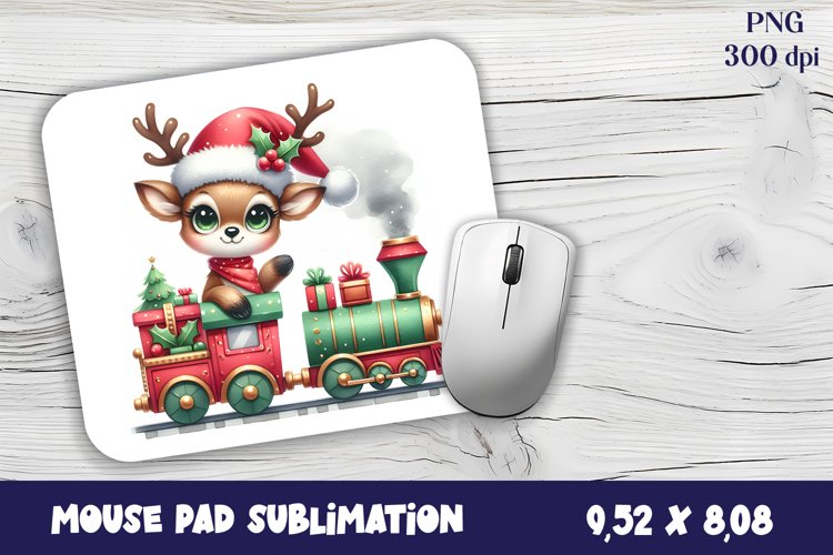 Cute deer Mouse Pad. Winter deer Mouse Pad Sublimation example image 1