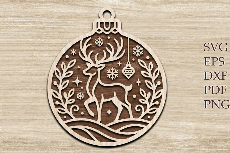 Deer Ornament Laser Cut SVG File example image 1