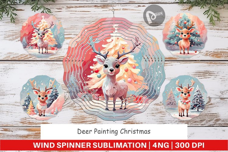 Wind Spinner Deer Christmas Painting