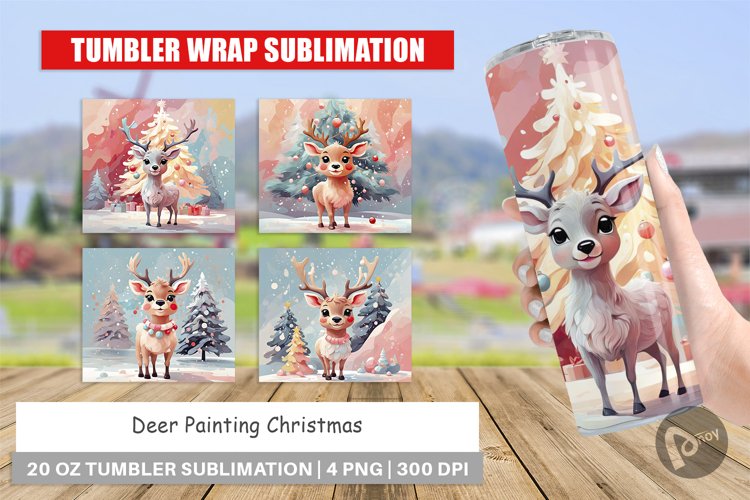 Tumbler Wrap Deer Christmas Painting