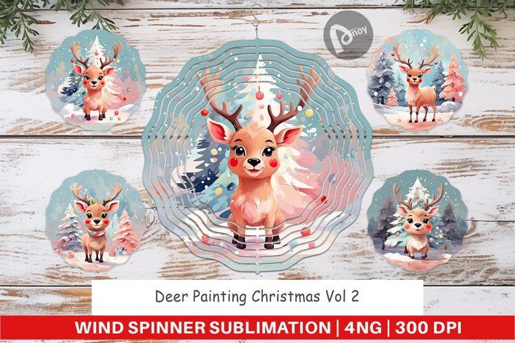 Wind Spinner Deer Christmas Painting
