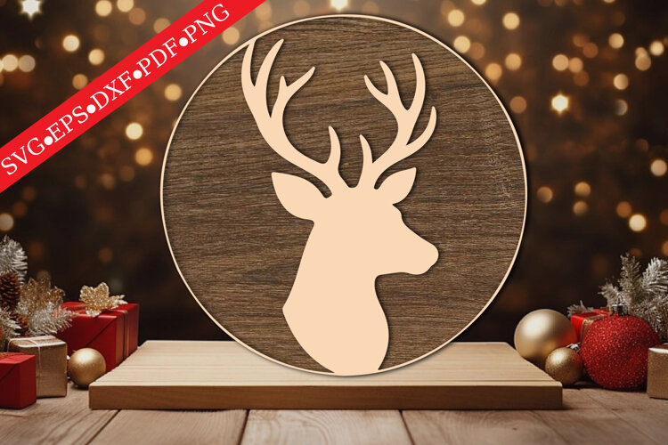 Deer Round Sign SVG example image 1