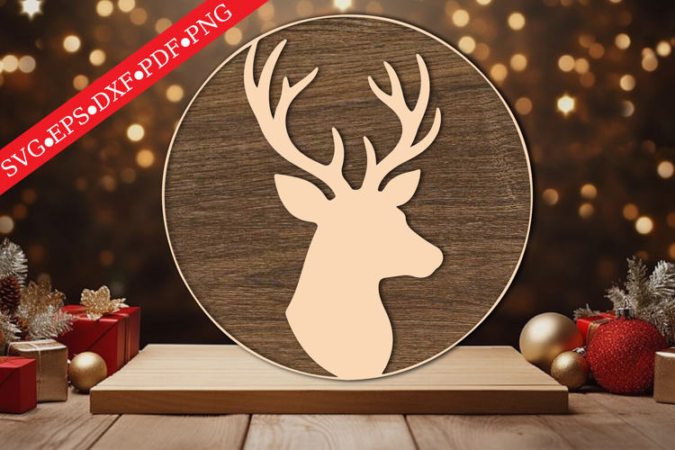 Deer Round Sign SVG