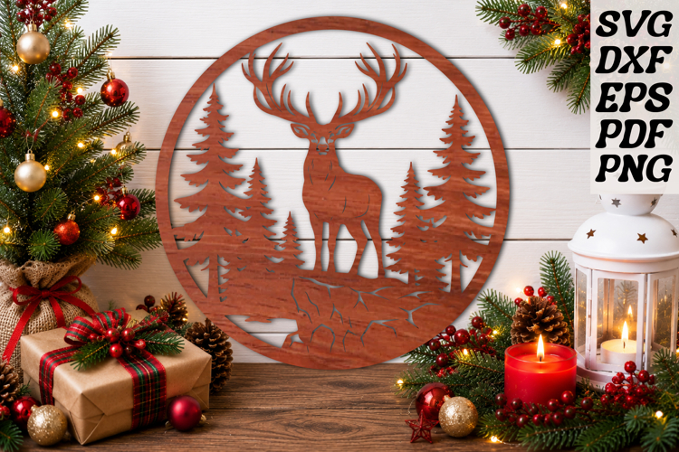 Deer Round Wood Sign SVG