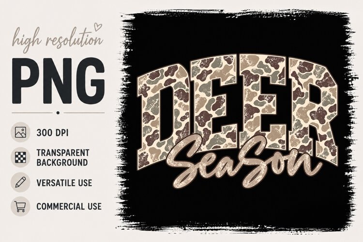 Deer Season Hunting Camo Sublimation Design PNG example image 1