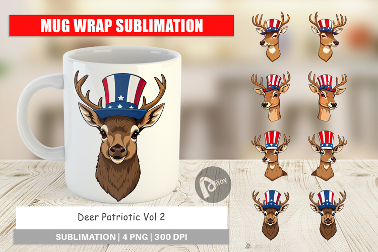 Mug Wrap Deer Patriotic