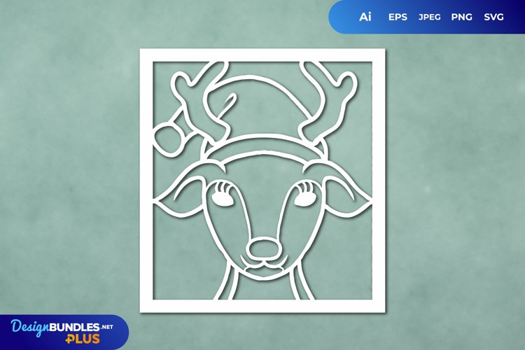 Deer Wearing Christmas Outfit Papercut SVG