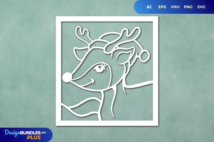 Deer Wearing Christmas Outfit Papercut SVG