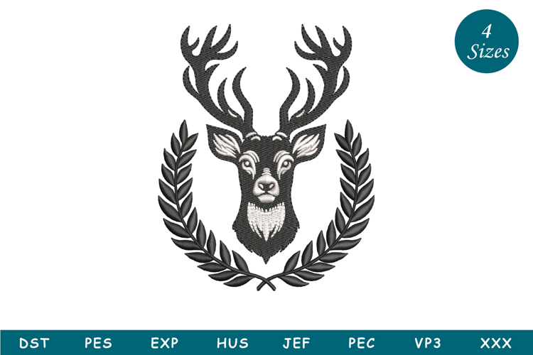 Deer Wreath-Machine Embroidery