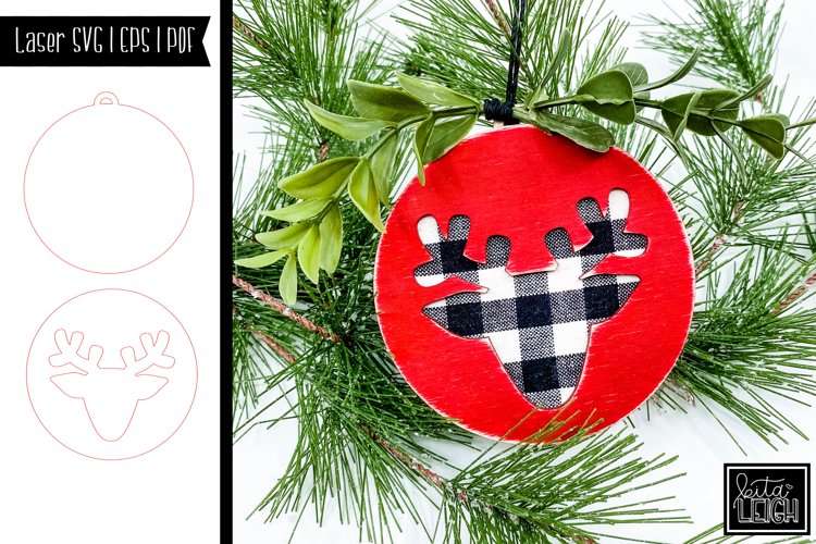 Laser Deer Cutout Christmas Ornament Design example image 1