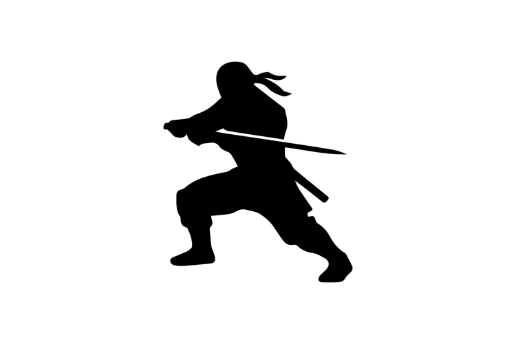 Defensive Ninja Stance Silhouette Illustration Design