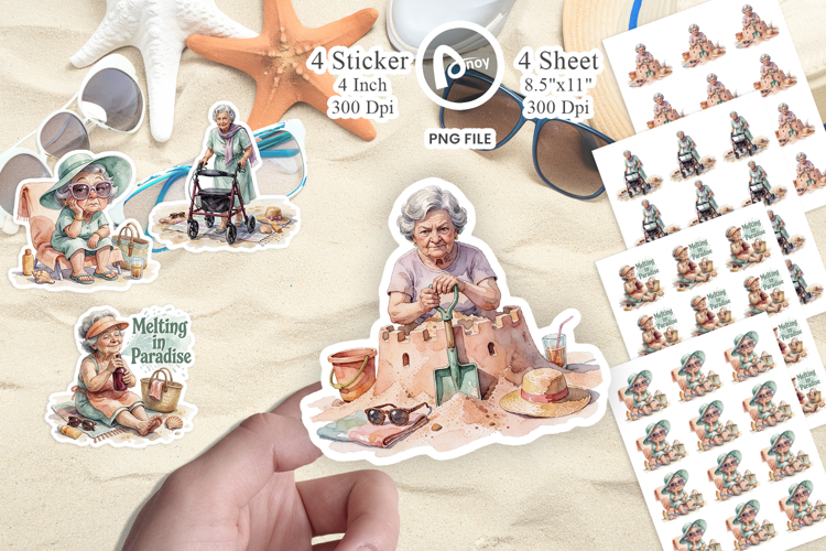 Sunset Grandma Vacation Sticker