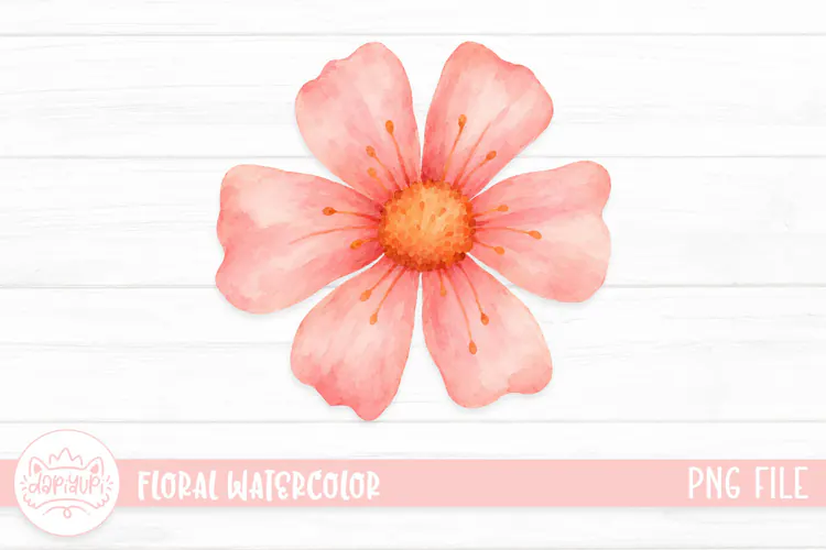 Delicate Coral Watercolor Blossom