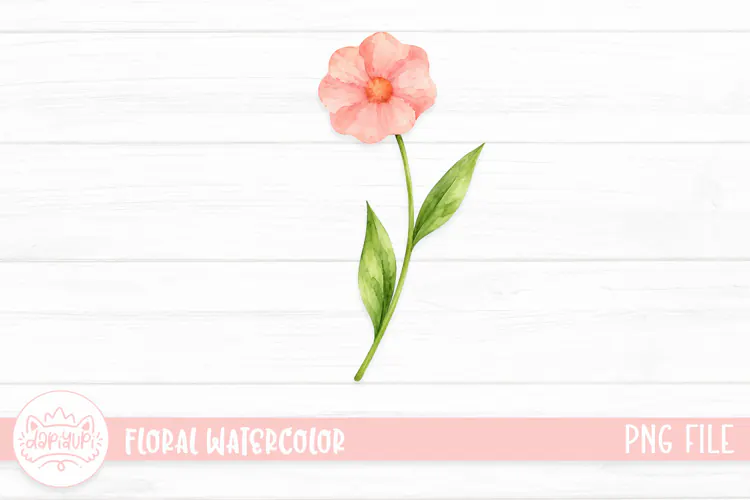 Delicate Coral Watercolor Flower