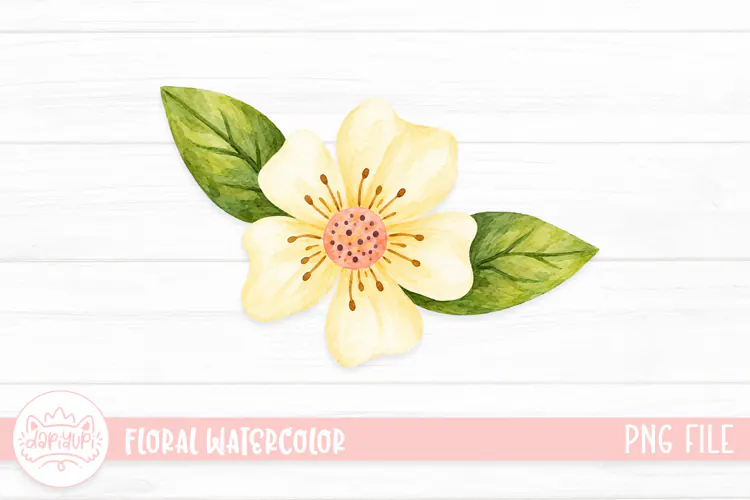 Delicate Cream Flower with Leaves