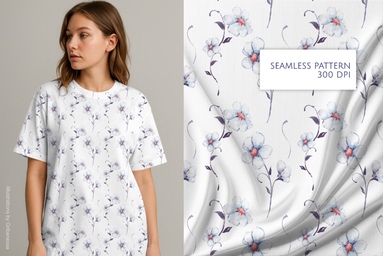 Delicate Floral Watercolor Seamless Pattern