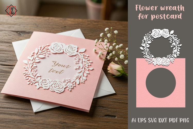 Digital Card Delicate Floral Wreath