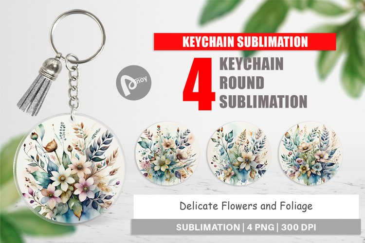 Keychain Watercolor Floral