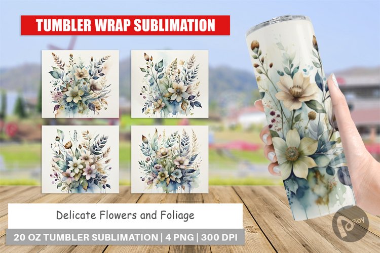 Tumbler Wrap Watercolor Floral