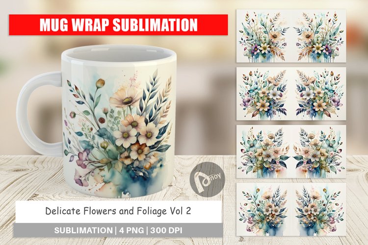 Mug Wrap Design Watercolor Floral