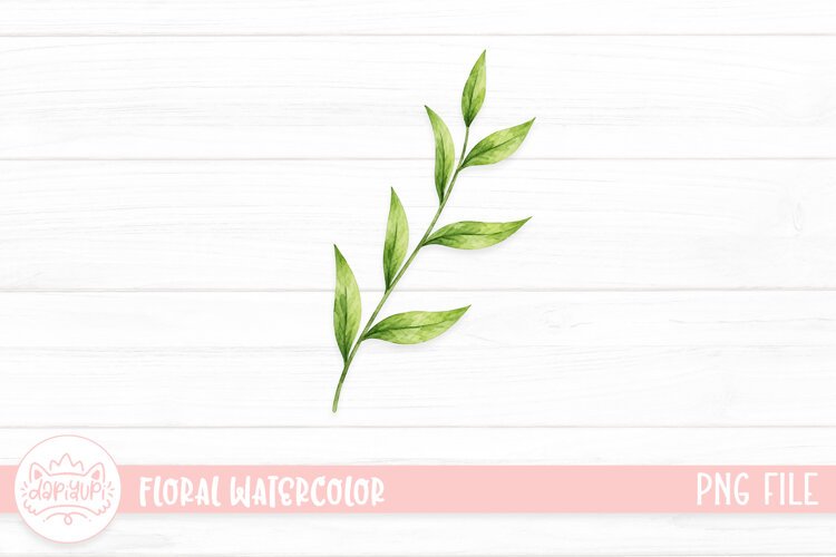 Green Watercolor Branch example image 1