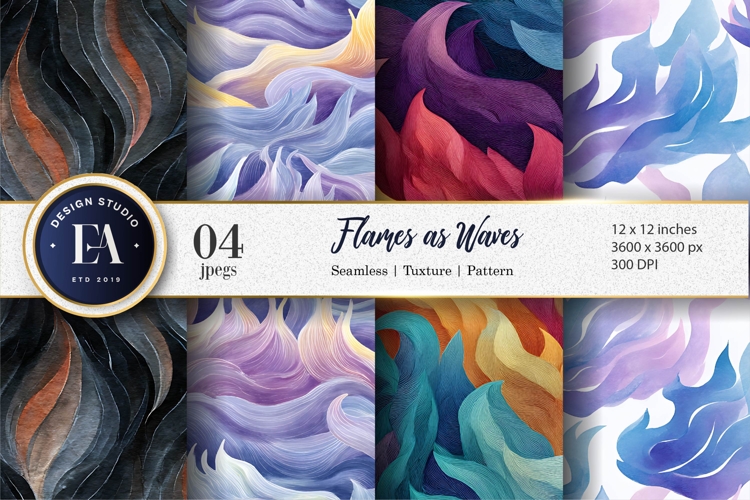 Delicate Flames Painted as Waves Seamless Digital Paper