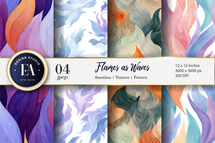 Delicate Flames Painted as Waves Seamless Digital Paper