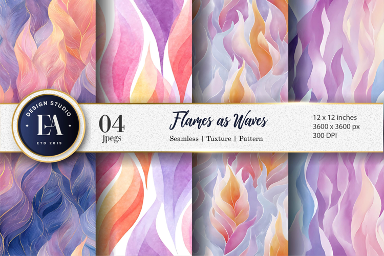 Delicate Flames Painted as Waves Seamless Digital Paper