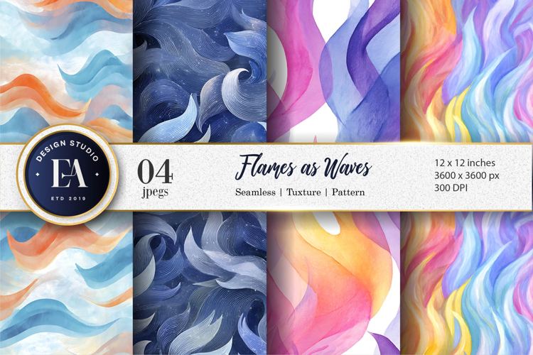 Flames Painted as Waves Seamless Digital Paper
