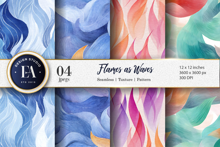 Flames Painted as Waves Seamless Digital Paper