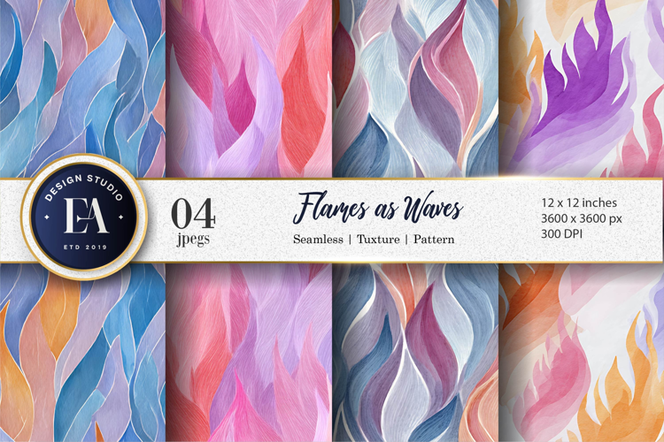 Flames Painted as Waves Seamless Digital Paper