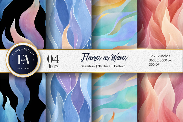 Fire-Wave Blend Hand-Painted Watercolor Digital Paper