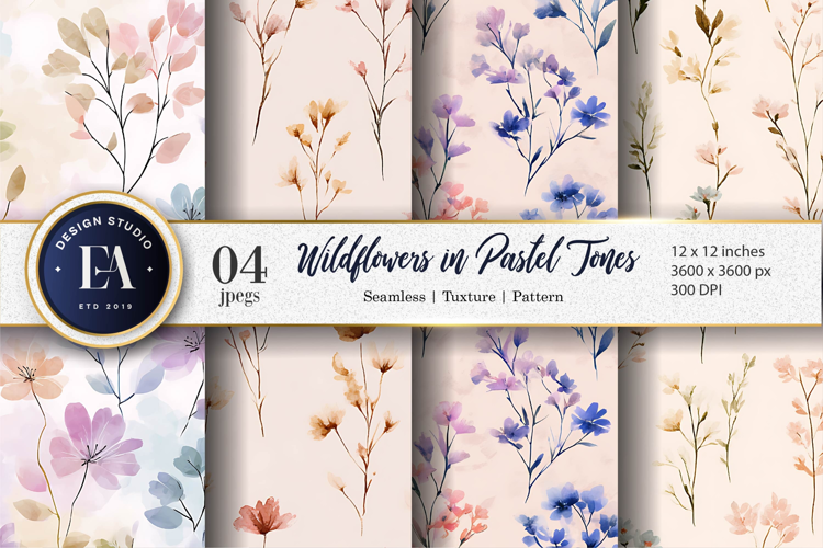 Delicate Pastel Floral Watercolor Artwork Digital Paper