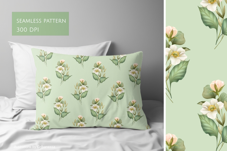 Delicate White Flower Seamless Pattern