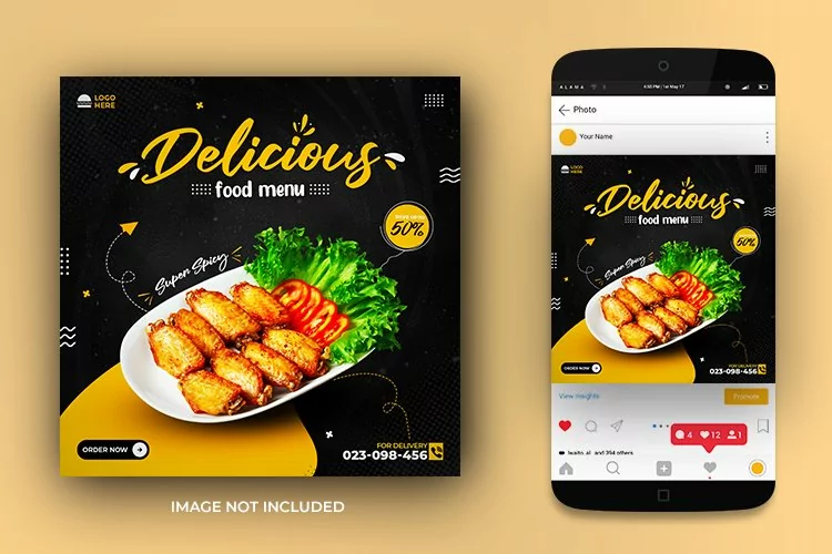 Delicious Food Menu Social Media Promotion Post Template