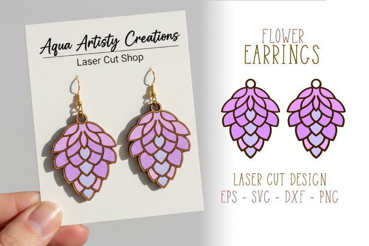 Delilah Flower Earrings Laser Cut Template