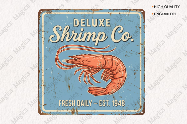 Deluxe Shrimp Company Vintage Sign PNG, Coastal Seafood