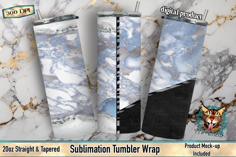 Blue Ice Velvet Split | Sublimation 20oz Tumbler Wrap Design