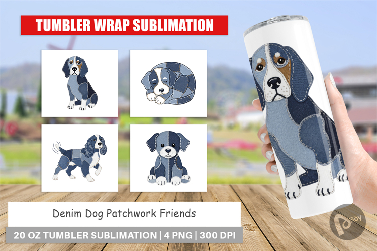 Denim Dog Friends Tumbler example image 1