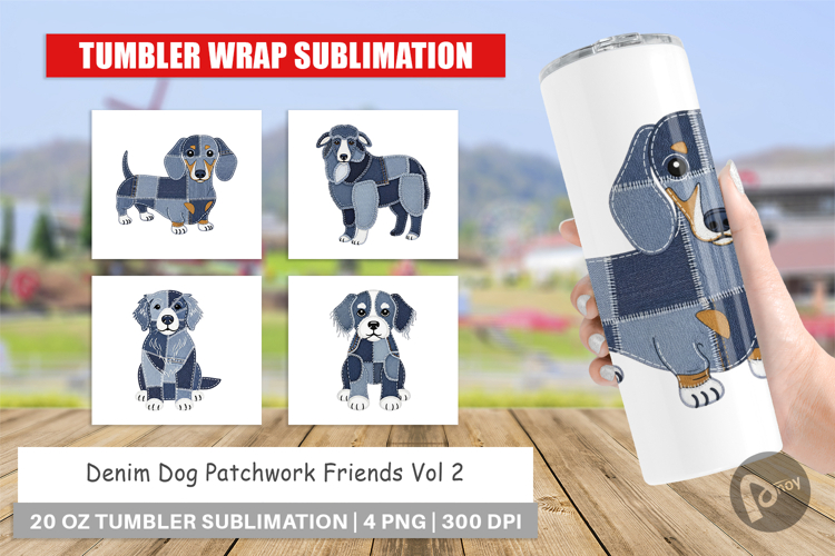 Denim Dog Friends Tumbler example image 1