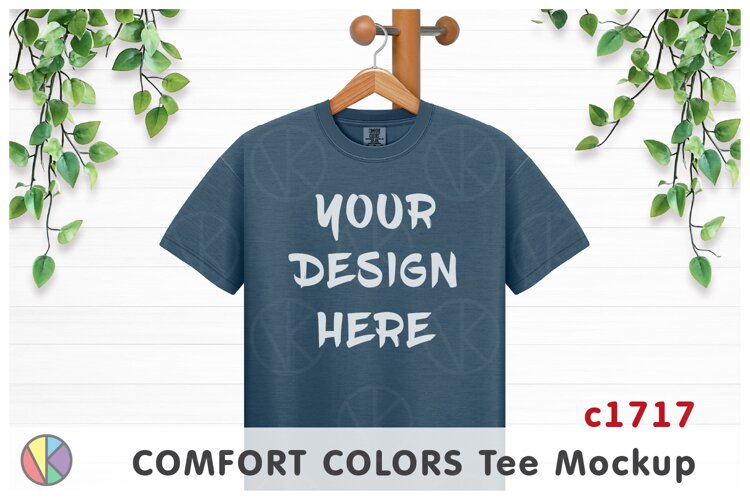 Denim Comfort Colors 1717 T-Shirt Mockup.
