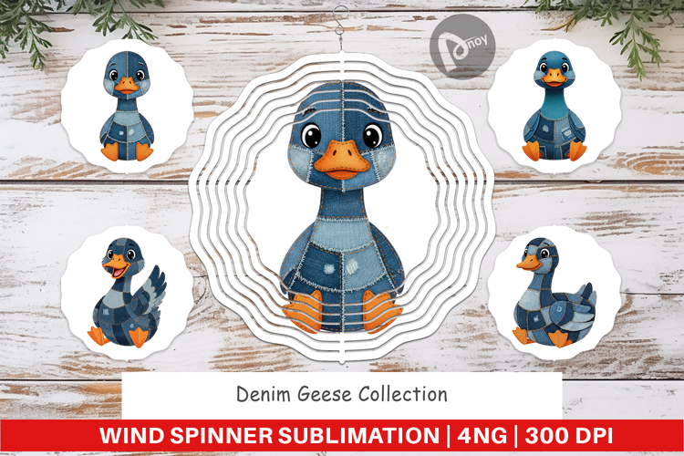 Denim Goose Collage Wind Spinner